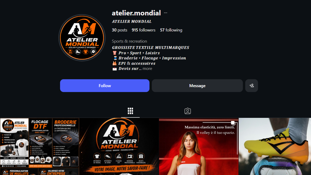 Aperçu du compte Instagram @atelier.mondial